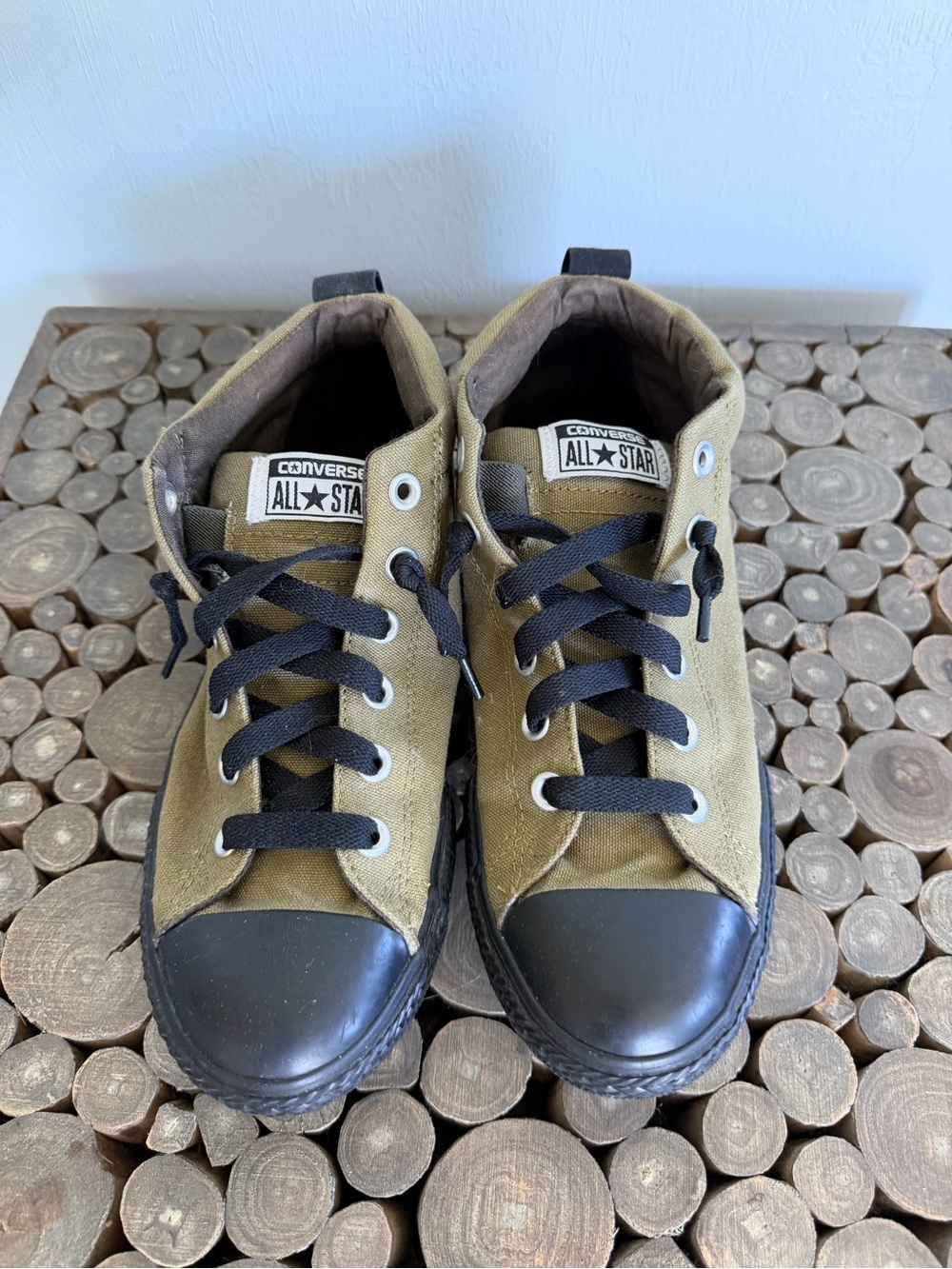 Converse Olive Green Sneakers with Black Accents